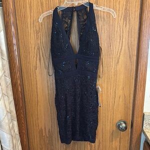 B Darlin Blue Sleeveless Bodycon Cocktail Dress
